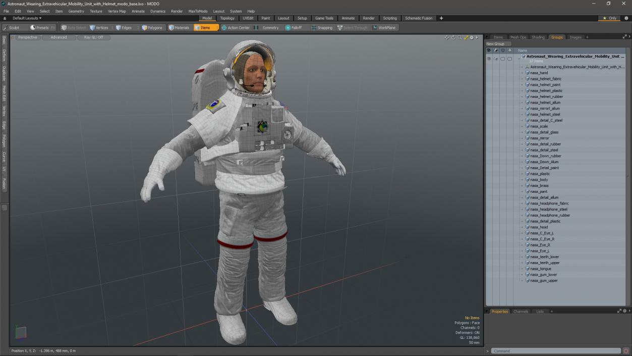 3D Astronaut Wearing Extravehicular Mobility Unit with Helmet model