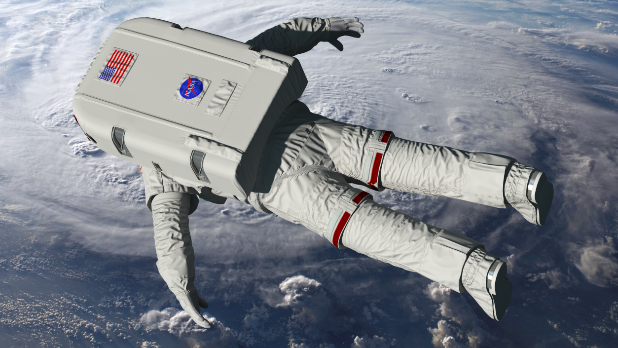 3D Astronaut Wearing Extravehicular Mobility Unit with Helmet model