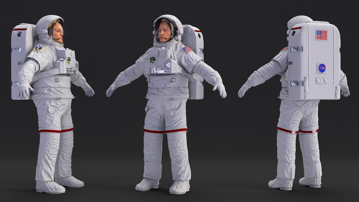 3D Astronaut Wearing Extravehicular Mobility Unit with Helmet model