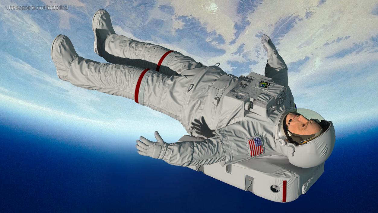 3D Astronaut Wearing Extravehicular Mobility Unit with Helmet model