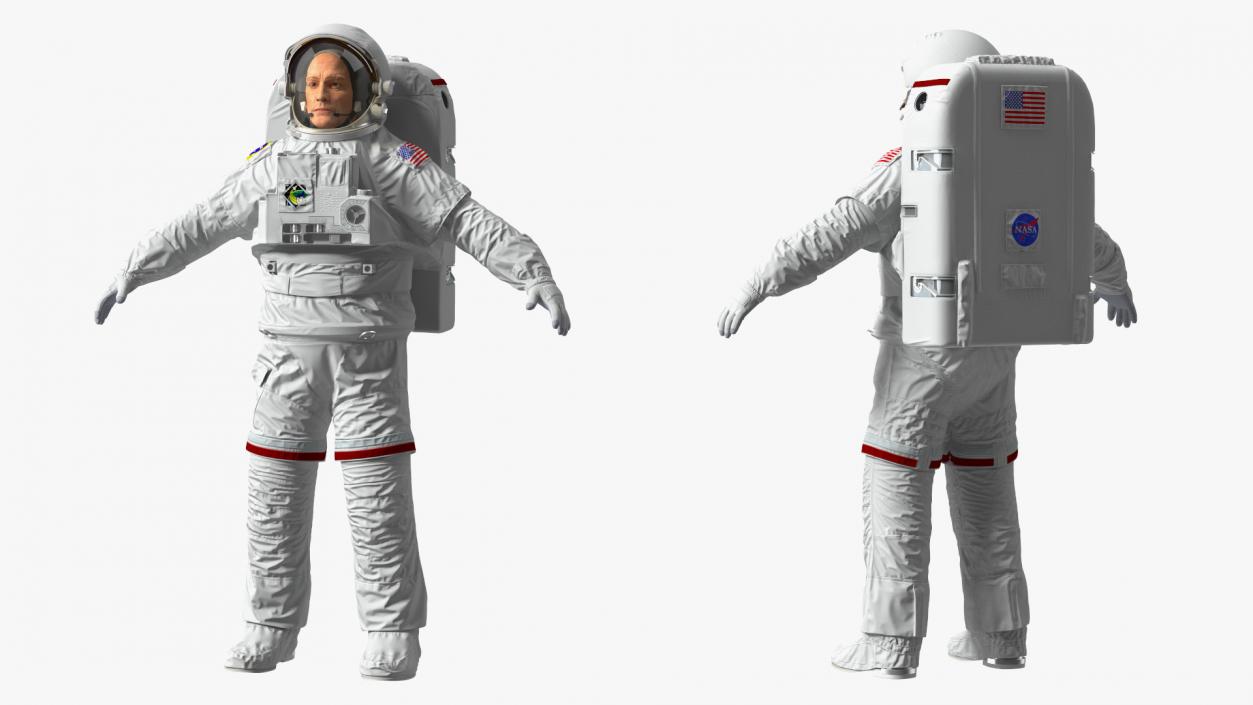 3D Astronaut Wearing Extravehicular Mobility Unit with Helmet model