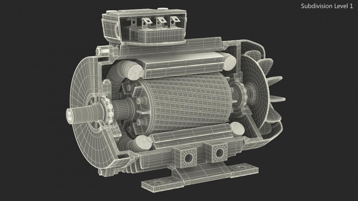 Electric Motor Cross Section Green 3D model