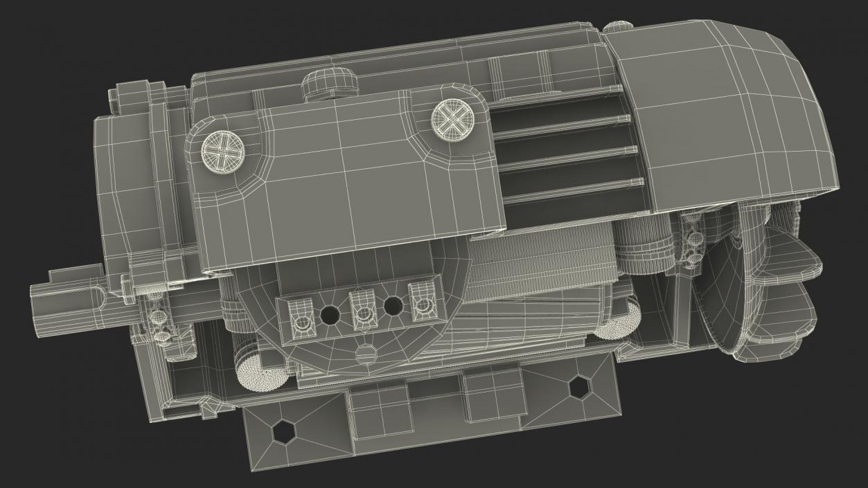 Electric Motor Cross Section Green 3D model