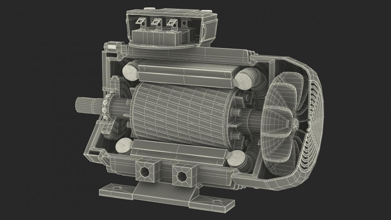 Electric Motor Cross Section Green 3D model