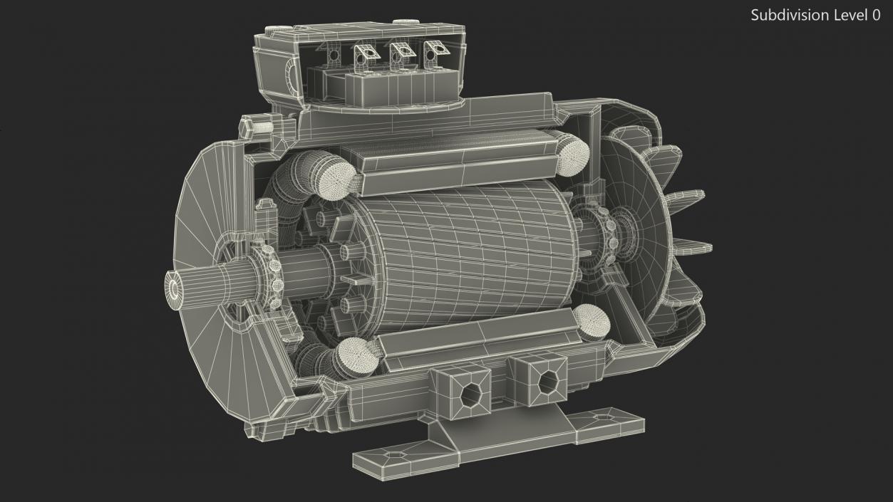 Electric Motor Cross Section Green 3D model