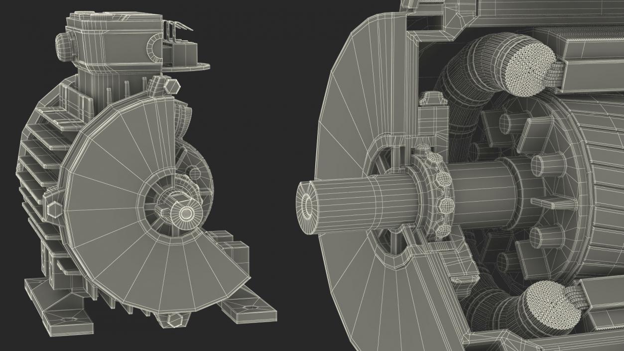 Electric Motor Cross Section Green 3D model