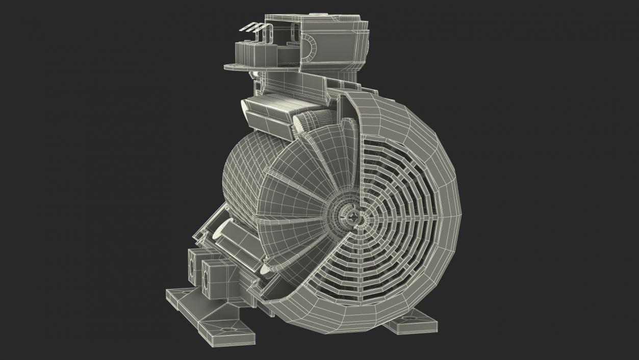 Electric Motor Cross Section Green 3D model