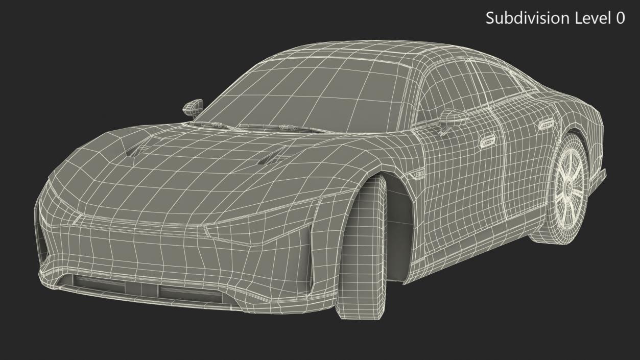 3D Electric Mercedes Benz VISION EQXX Lights On Rigged