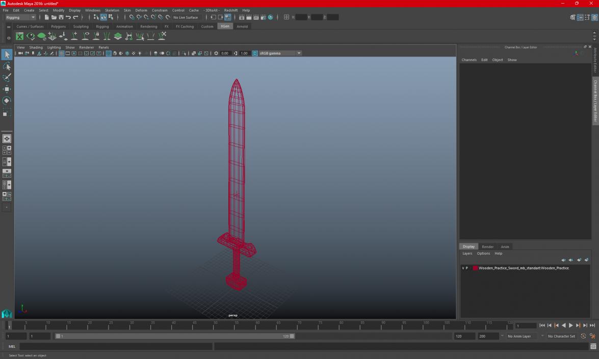 3D Wooden Practice Sword