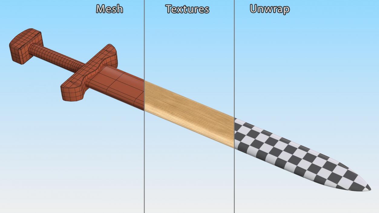 3D Wooden Practice Sword