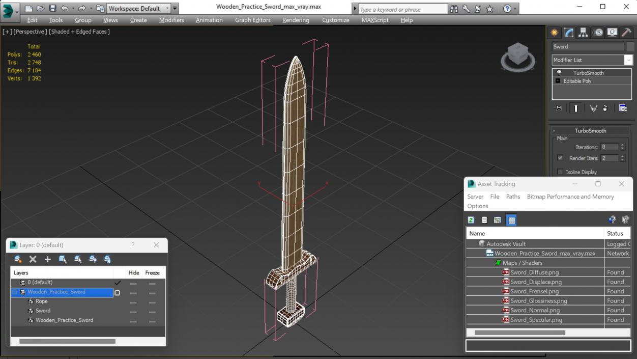 3D Wooden Practice Sword