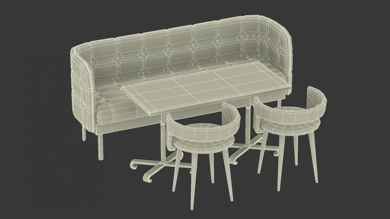 Contemporary Dining Set with Sofa and Chairs 3D model