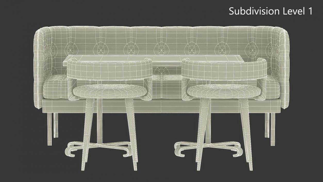 Contemporary Dining Set with Sofa and Chairs 3D model