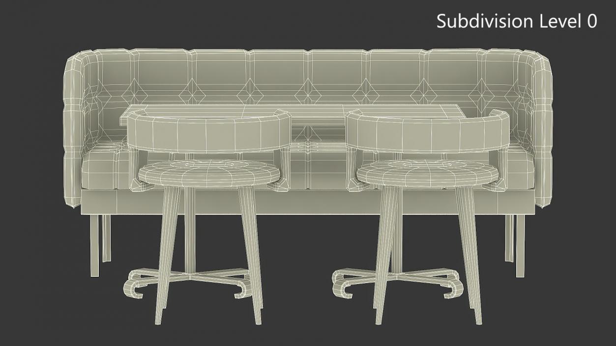 Contemporary Dining Set with Sofa and Chairs 3D model