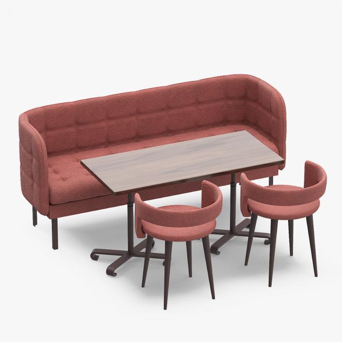 Contemporary Dining Set with Sofa and Chairs 3D model