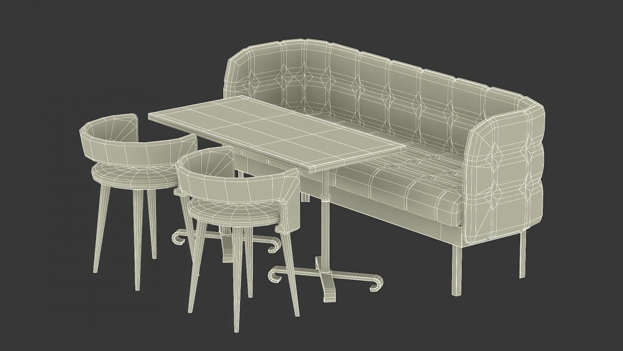 Contemporary Dining Set with Sofa and Chairs 3D model