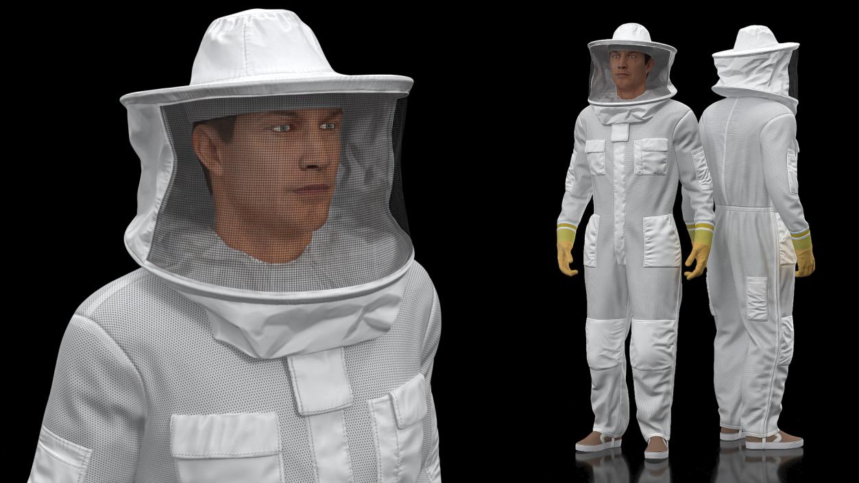 Male Beekeeper wearing Full Suit 3D