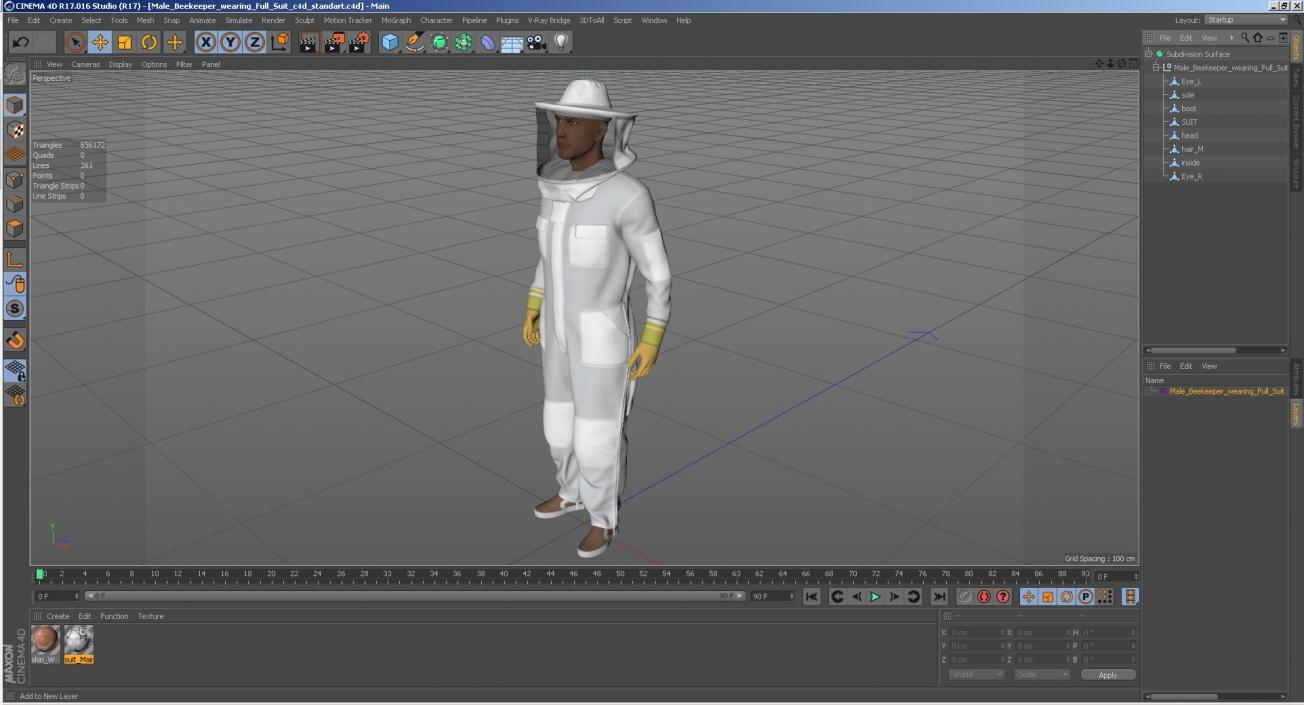 Male Beekeeper wearing Full Suit 3D