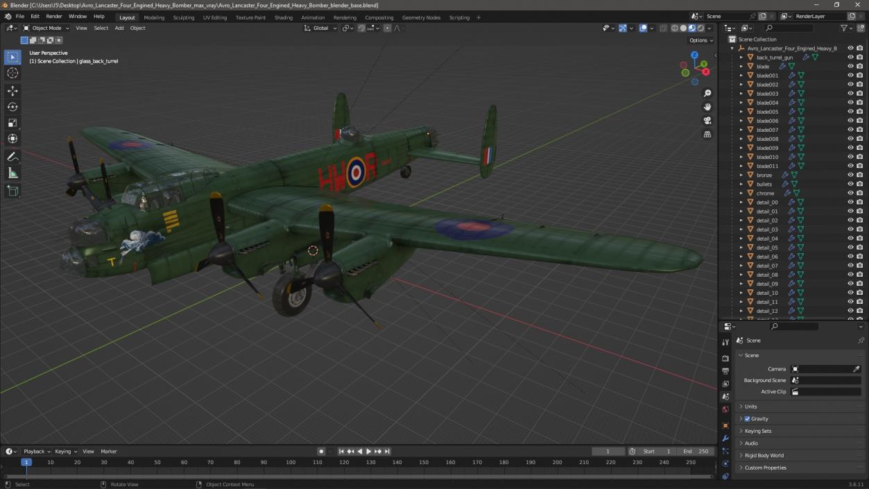 3D model Avro Lancaster Four Engined Heavy Bomber