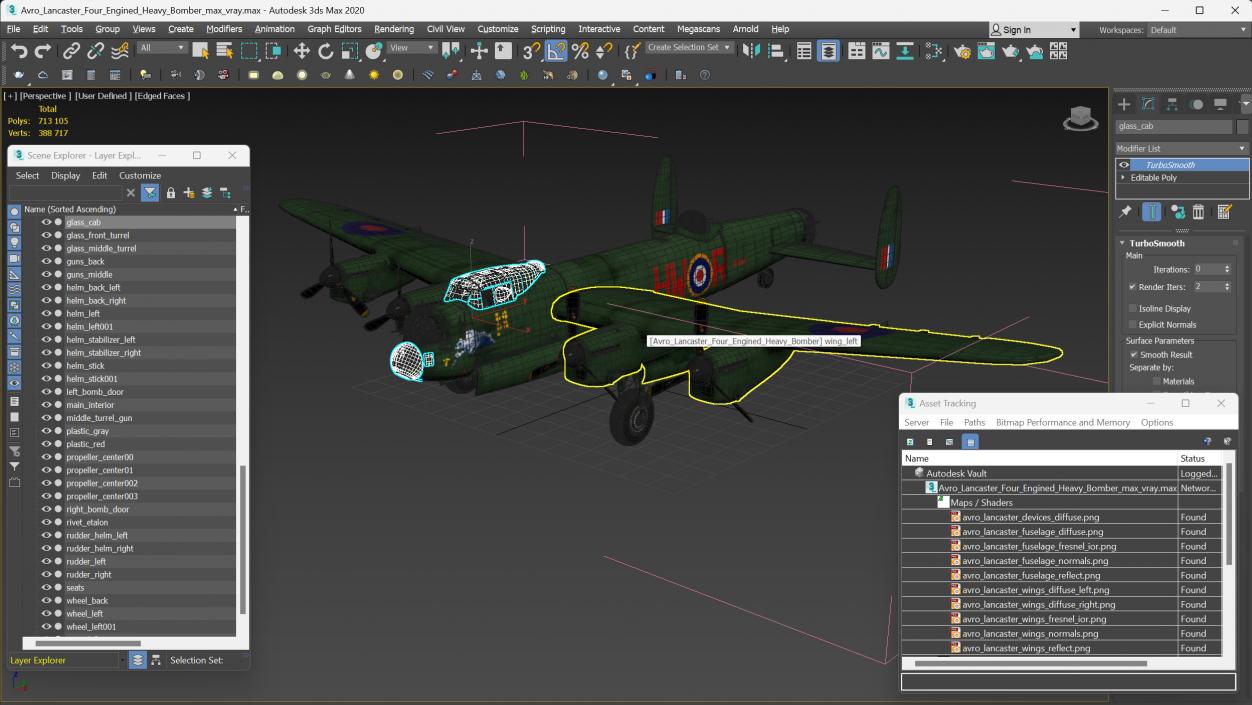 3D model Avro Lancaster Four Engined Heavy Bomber