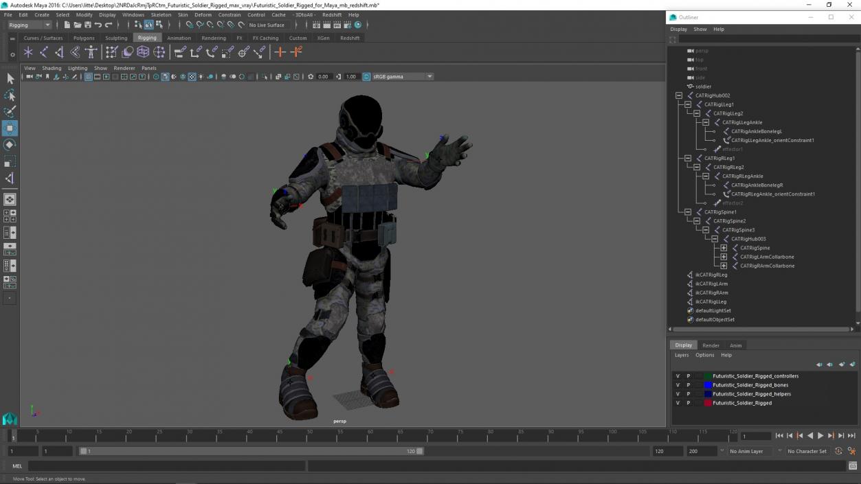 Futuristic Soldier Rigged for Maya 3D model