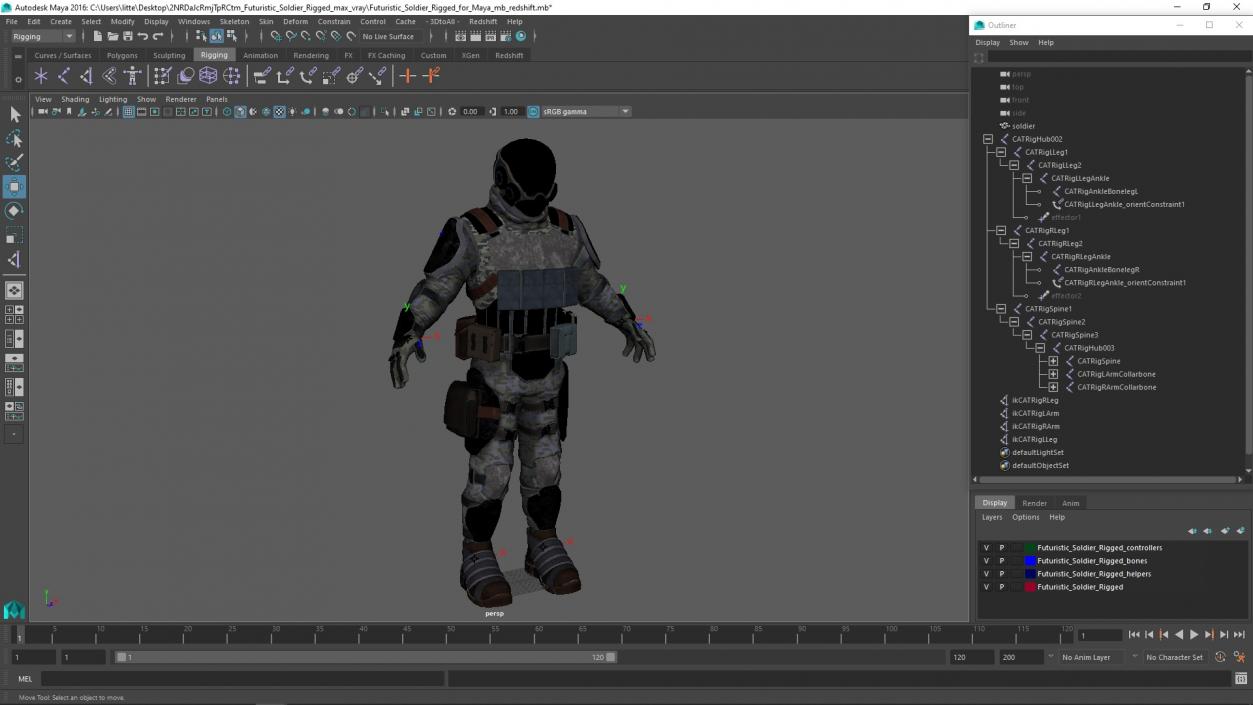 Futuristic Soldier Rigged for Maya 3D model