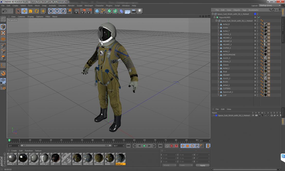 Space Suit Strizh with SK-1 Helmet 3D model