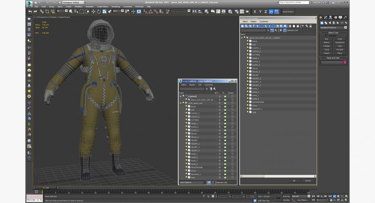 Space Suit Strizh with SK-1 Helmet 3D model