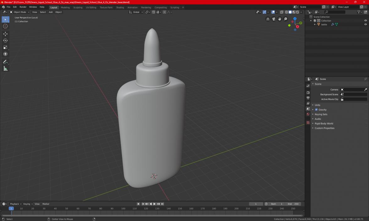 3D model Liquid School Glue Bottle 100g