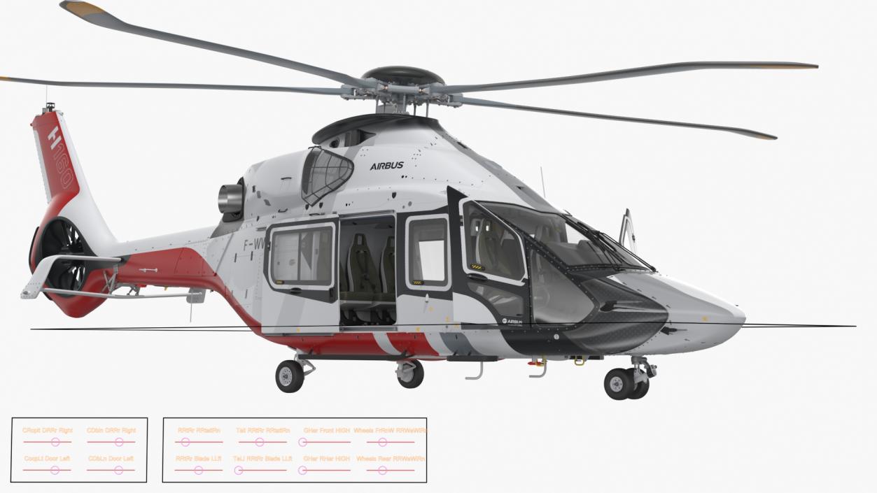 3D Airbus H160 Utility Helicopter Rigged for Maya