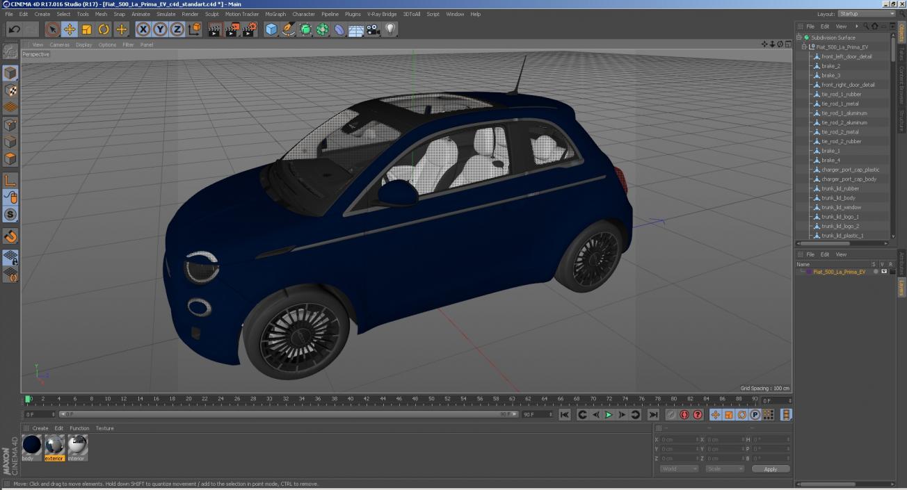 3D model Fiat 500 La Prima EV