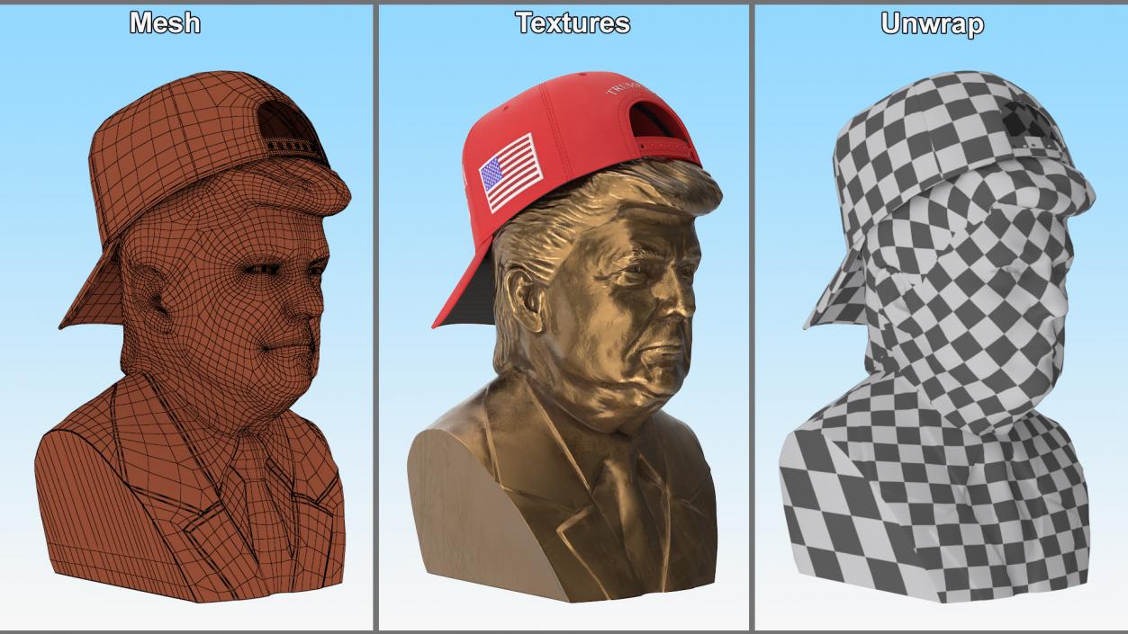 Bust of Trump with MAGA Cap 3D