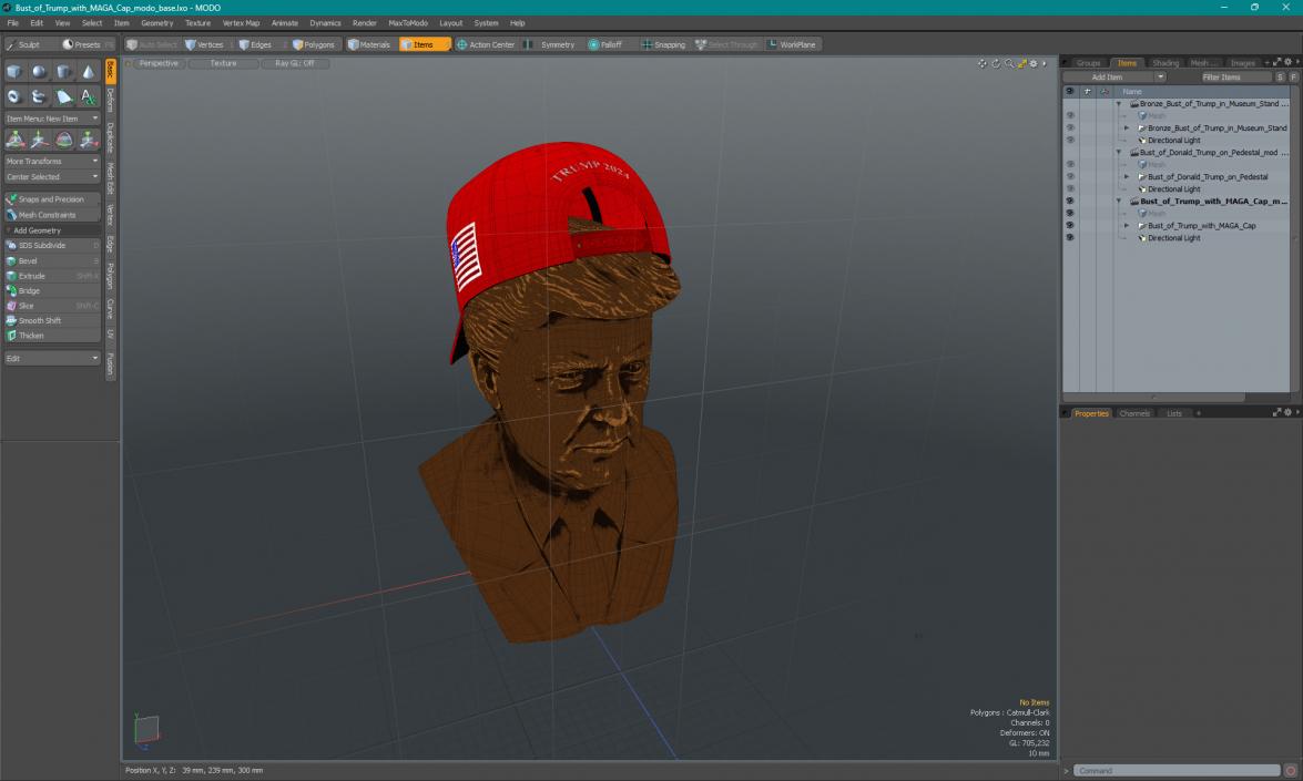 Bust of Trump with MAGA Cap 3D