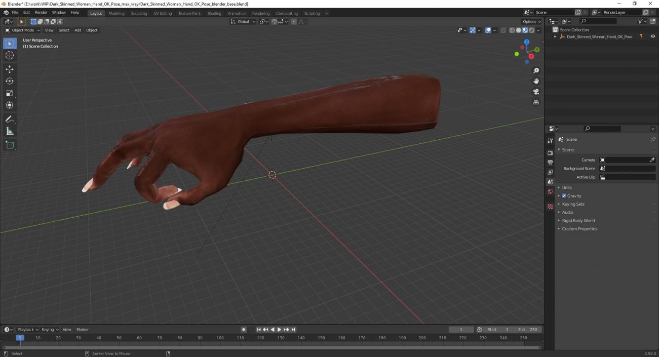 3D Dark Skinned Woman Hand OK Pose