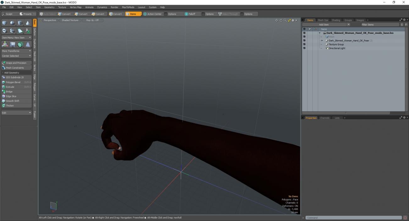 3D Dark Skinned Woman Hand OK Pose