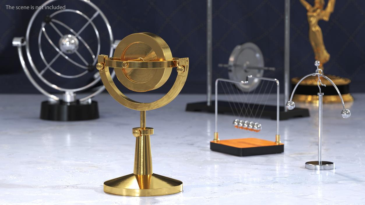 3D Vintage Brass Lecture Gyroscope Rigged model