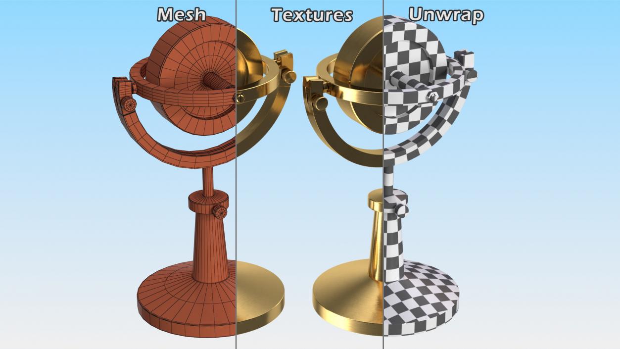 3D Vintage Brass Lecture Gyroscope Rigged model