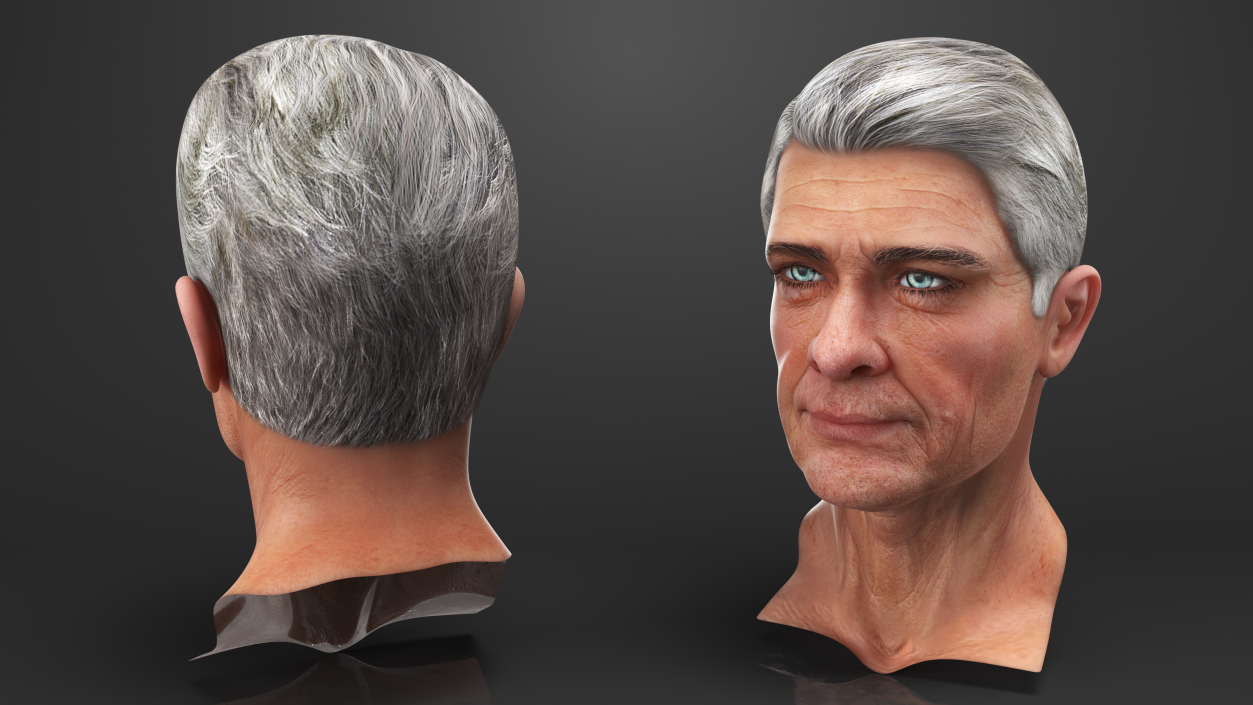 3D Elderly Man Head