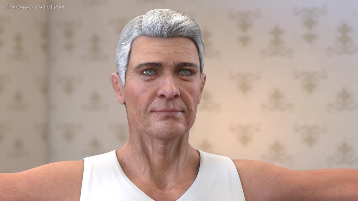 3D Elderly Man Head