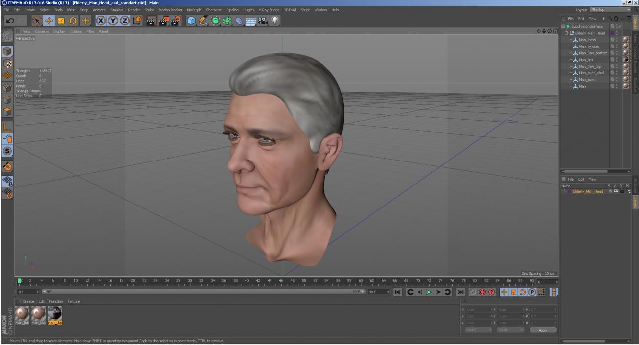 3D Elderly Man Head