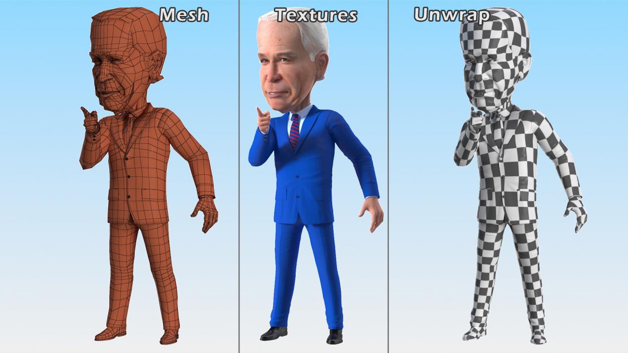 3D Cartoon Joe Biden Pointing Finger Pose model