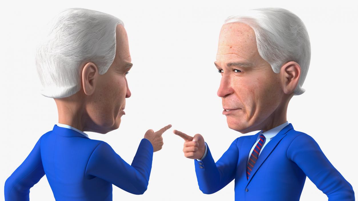 3D Cartoon Joe Biden Pointing Finger Pose model