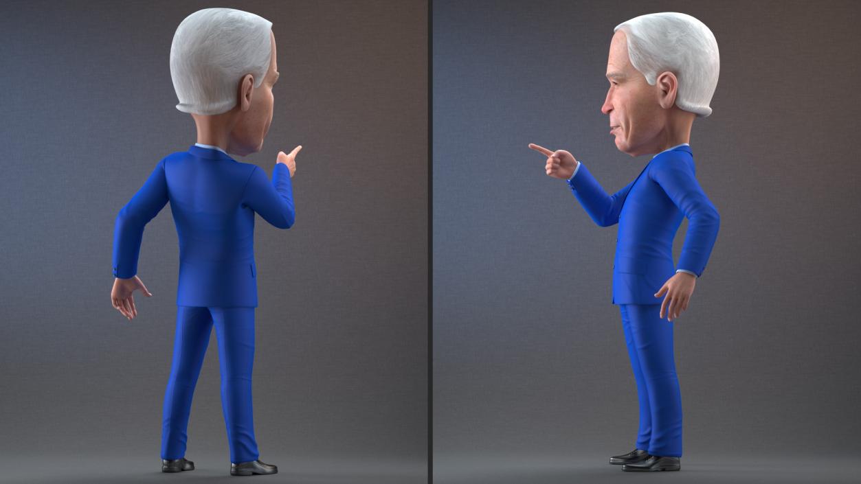 3D Cartoon Joe Biden Pointing Finger Pose model