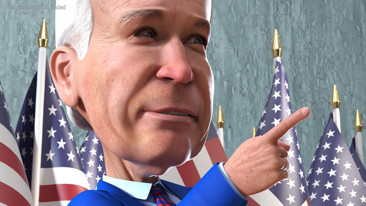 3D Cartoon Joe Biden Pointing Finger Pose model