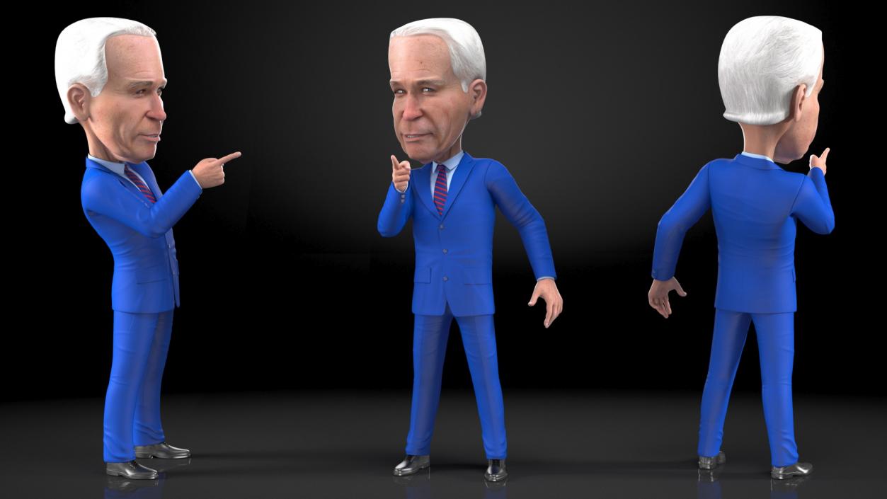 3D Cartoon Joe Biden Pointing Finger Pose model