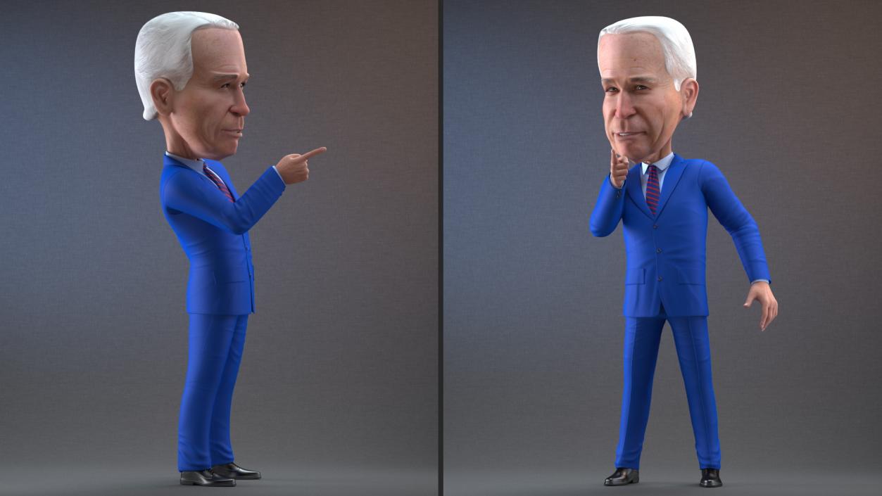 3D Cartoon Joe Biden Pointing Finger Pose model