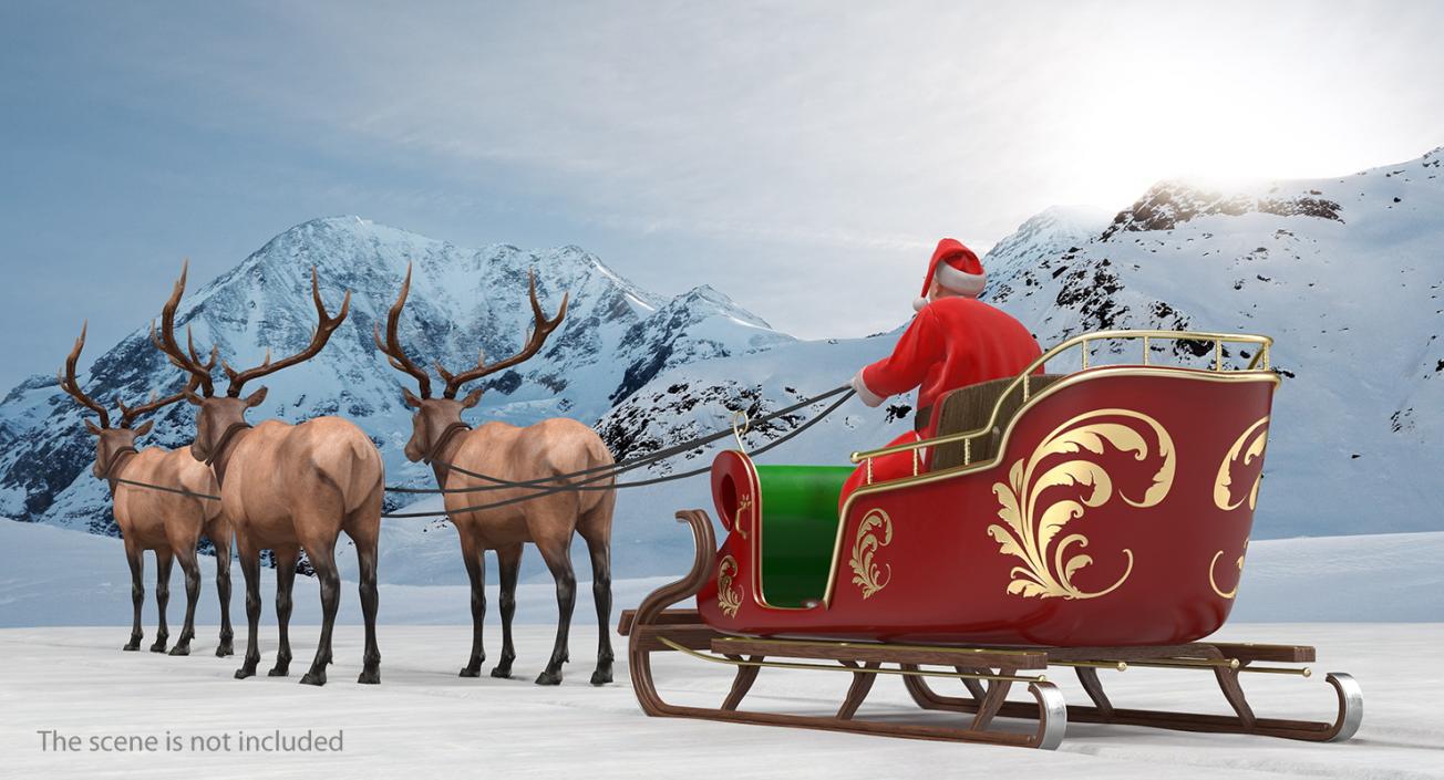 3D Santa Sleigh with Fur