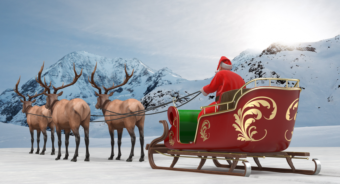 3D Santa Sleigh with Fur