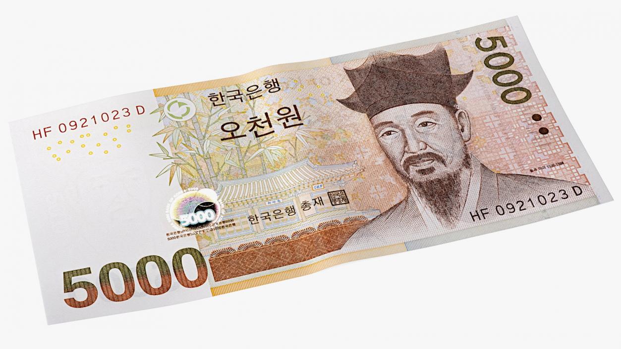 3D model South Korean 5000 Won Banknote