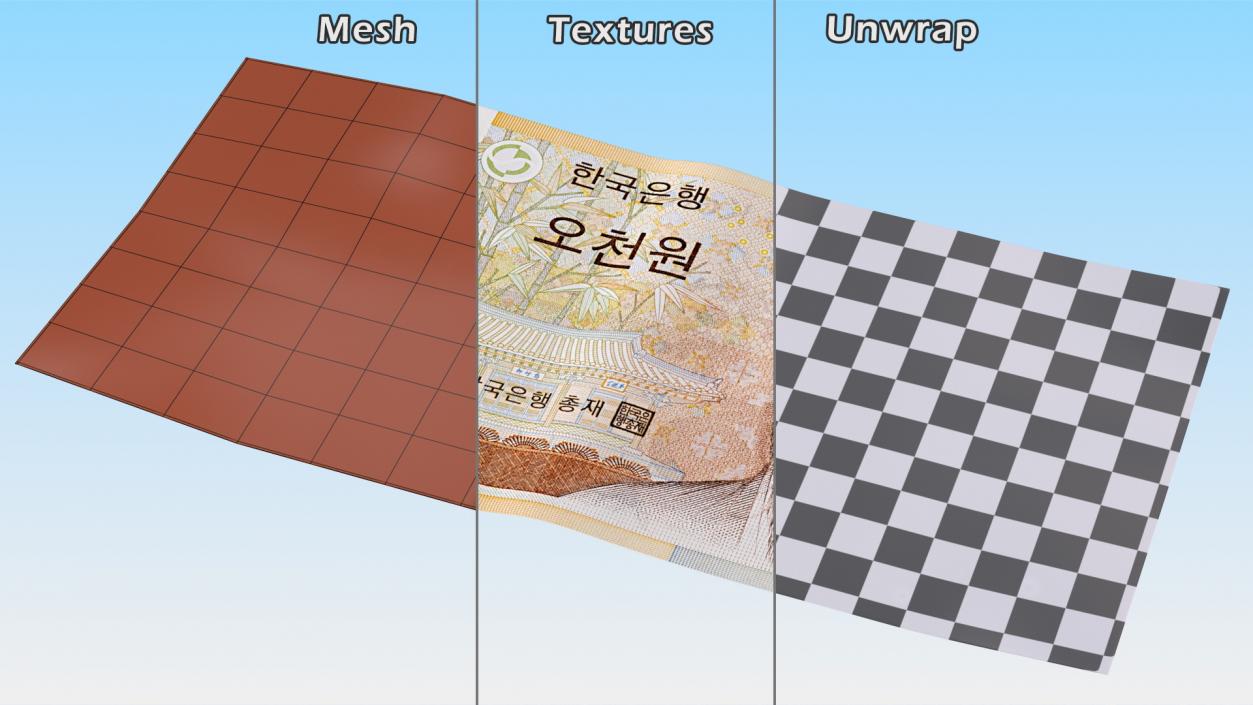 3D model South Korean 5000 Won Banknote